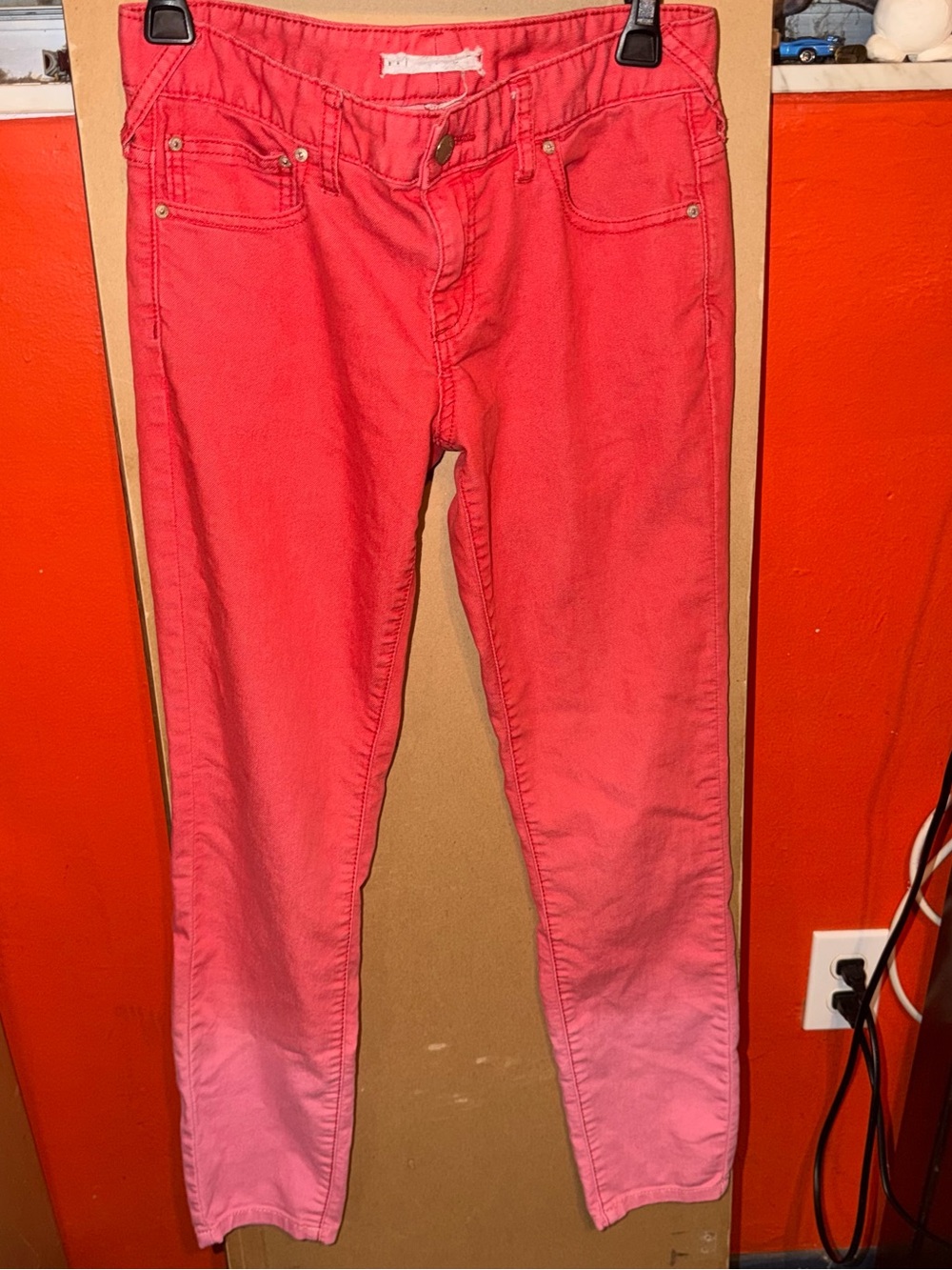 Free People Red and Pink Ombré Skinny Jeans